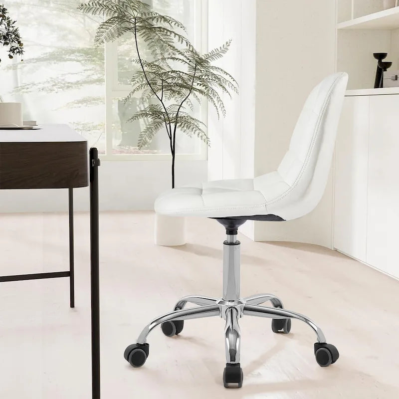 Chaise de bureau à domicile sans accoudoirs Javlergo, chaise de bureau d'ordinateur réglable en hauteur avec roulettes