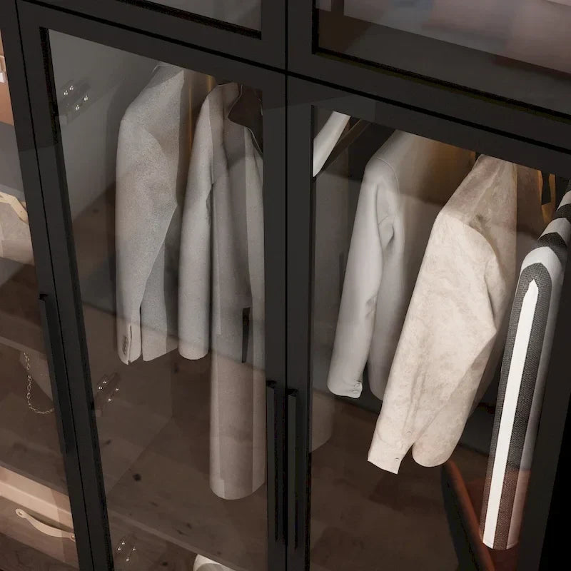 47,2 Grande Armoire LED Lumineuse Placard à Portes en Verre Entièrement en Verre