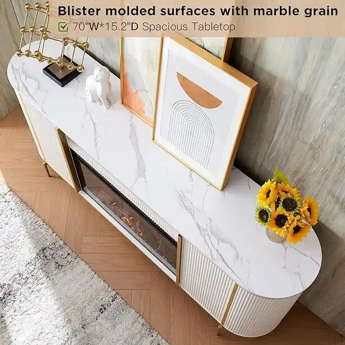 70 Meuble TV moderne de luxe avec cheminée, Centre de divertissement, Console TV