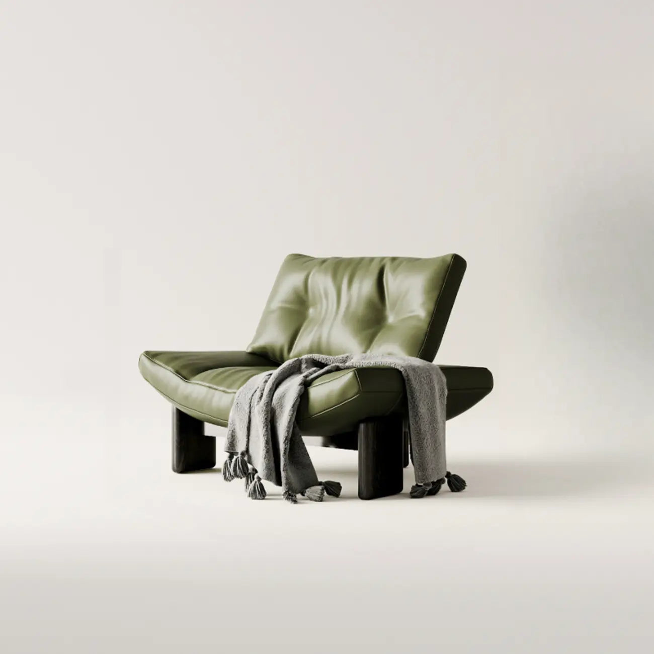 Fauteuil d'appoint contemporain en chenille noire capitonnée sans accoudoirs