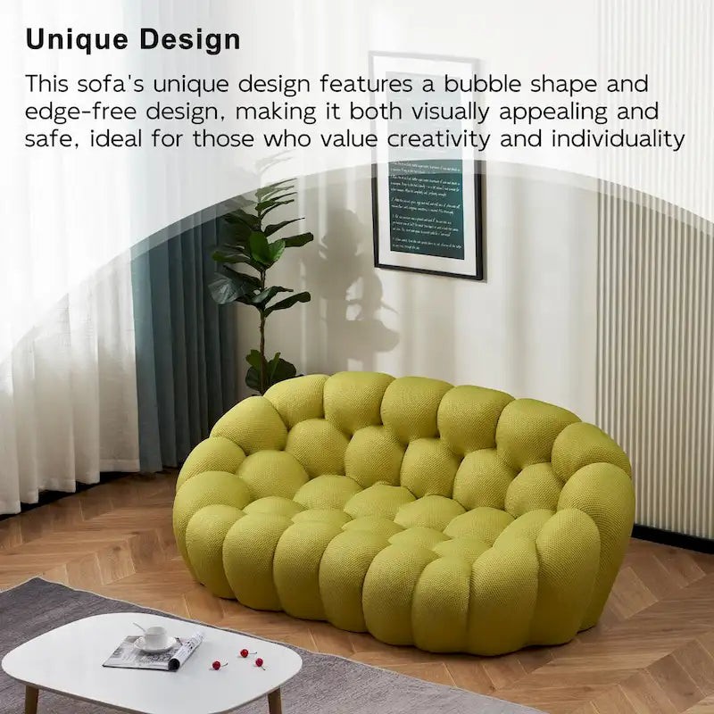 Canapé paresseux courbé 2 places Bubble de forme nid d'abeille avec tissu textile 3D pour salon et appartement