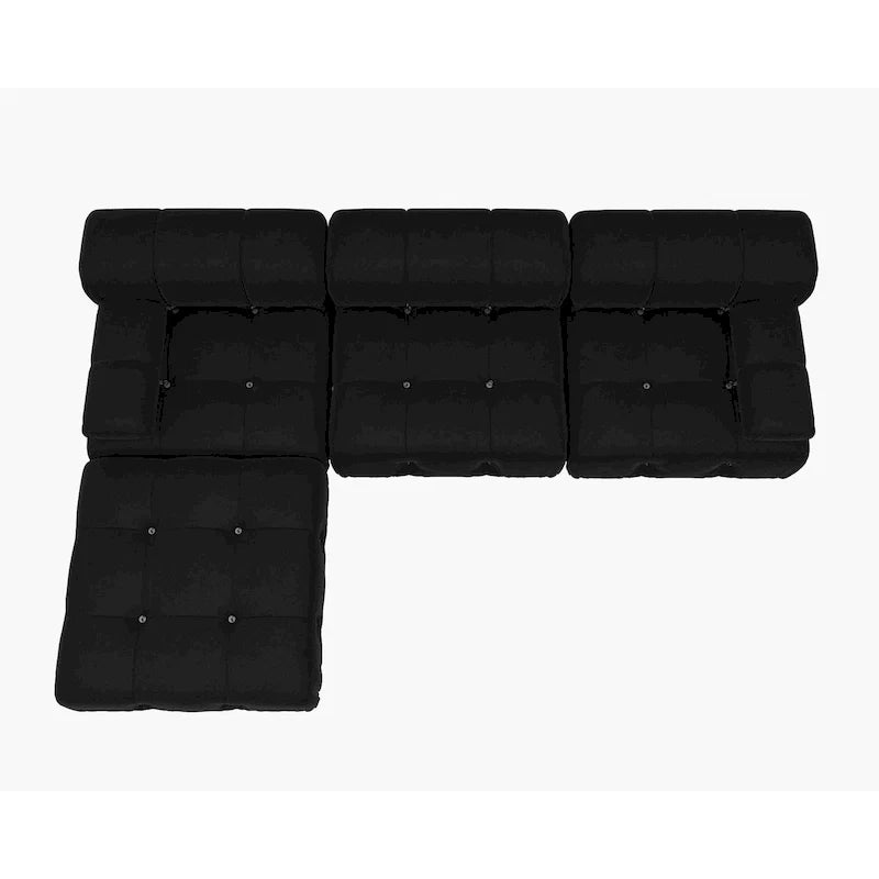 Canapé d'angle modulable noir en velours