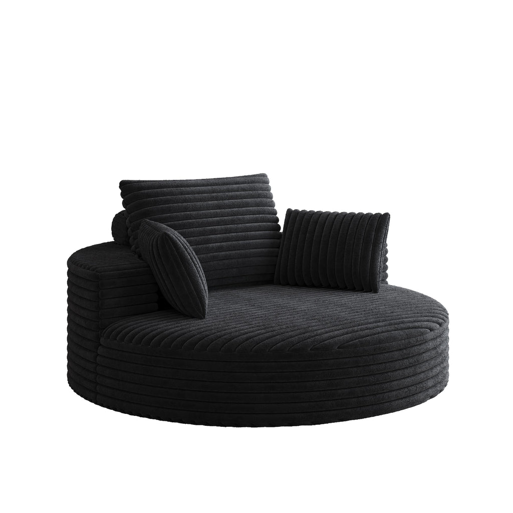 Fauteuil pivotant simple en velours côtelé et chenille avec rembourrage en mousse