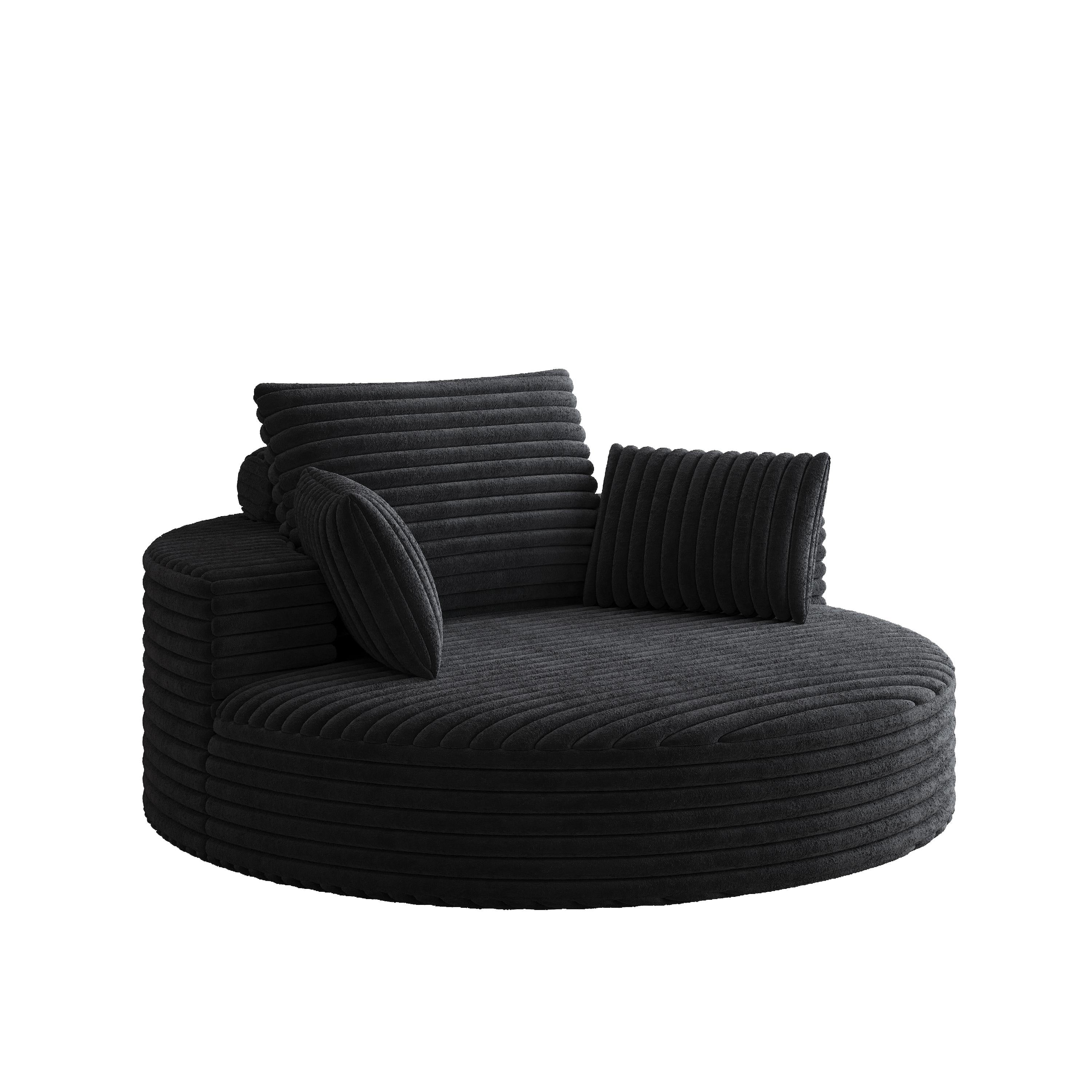 Fauteuil pivotant simple en velours côtelé et chenille avec rembourrage en mousse