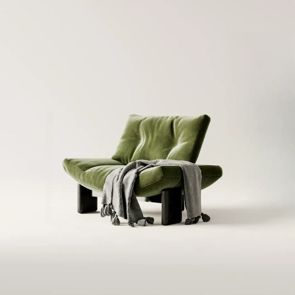 Fauteuil d'appoint contemporain en chenille noire capitonnée sans accoudoirs