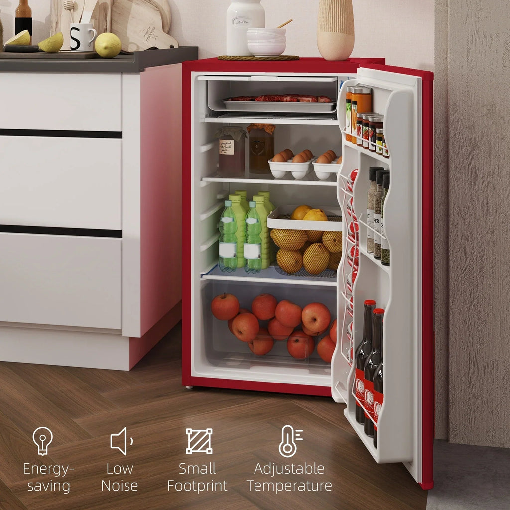 Mini-réfrigérateur de 3,2 pi³ avec congélateur, réfrigérateur compact à porte unique avec thermostat réglable pour chambre à coucher