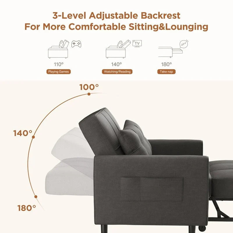 Canapé-lit convertible 3-en-1, Canapé-chaise dépliable, Lit pliant convertible pour salon