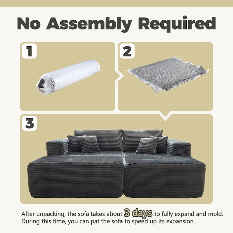 HOOOWOOO Canapé d'angle moderne en peluche avec pouf amovible