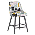 Skyline Furniture Sherrie Counter Height Barstool in Patterns Botanical Helsinki Block Lavender: Modern Square Upholstered, Rubberwood Frame