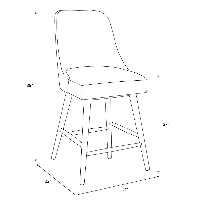 Tabouret de bar hauteur comptoir, motif lavande botanique, rembourré, structure en bois d'hévéa, hauteur d'assise 68,5 cm