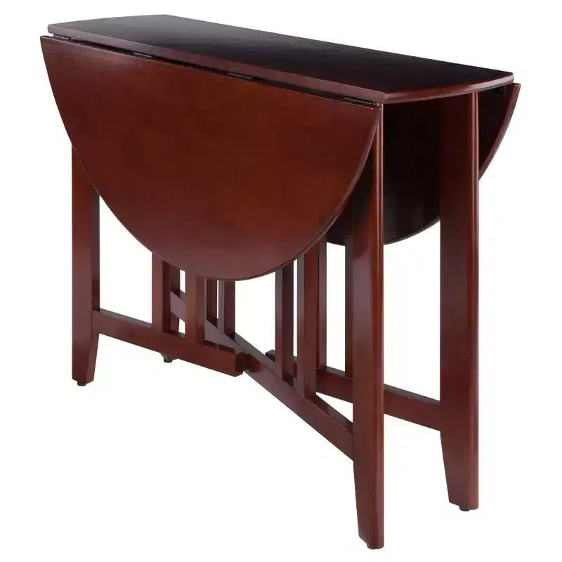 Table à manger ronde 42" à double abattant, bois massif, finition noyer antique