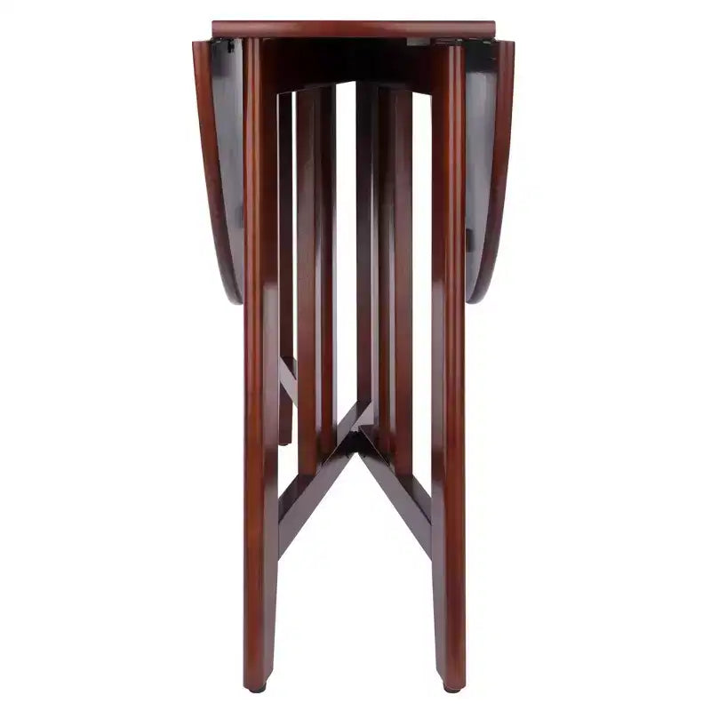 Table à manger ronde 42" à double abattant, bois massif, finition noyer antique