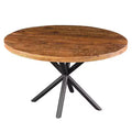 The Urban Port 48" Handcrafted Dining Table Solid Mango Wood Round Top with Iron Crisscrossed Legs Natural Brown/Black