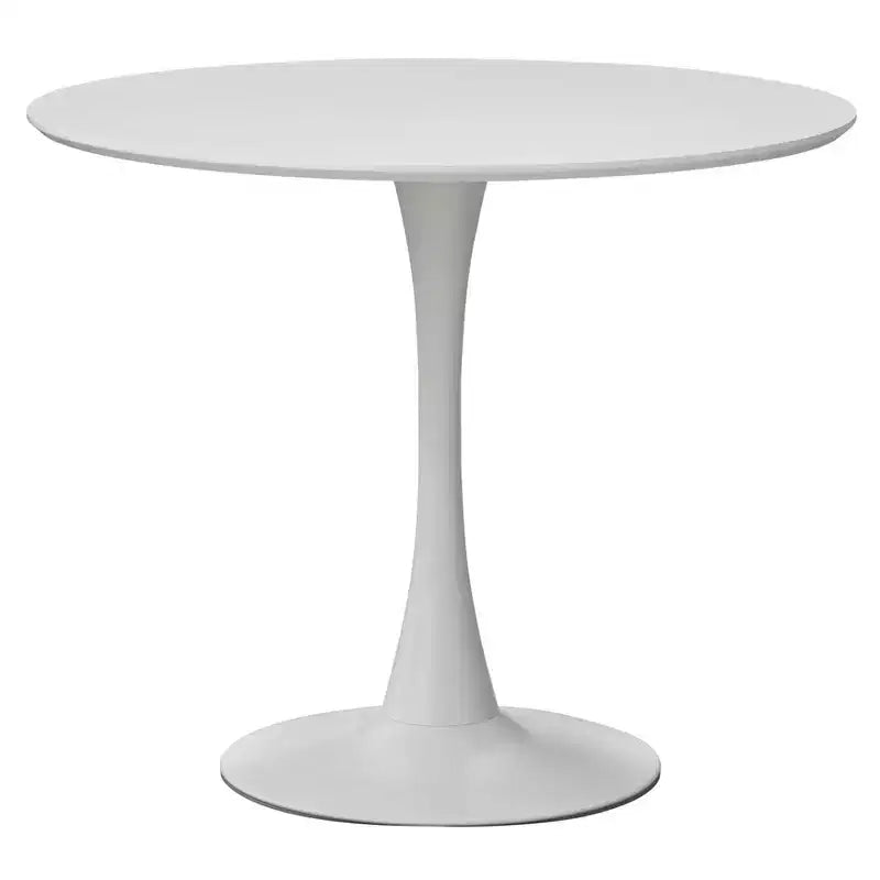 Buylateral Rho Faux Marble 35.5" Round Pedestal Dining Table All White