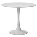 Buylateral Rho Faux Marble 35.5" Round Pedestal Dining Table All White