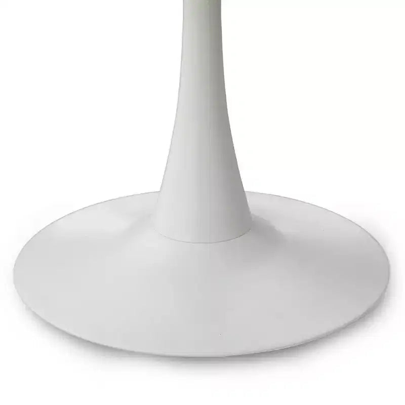 Table à manger ronde sur pied en faux marbre de 35,5 po, toute blanche