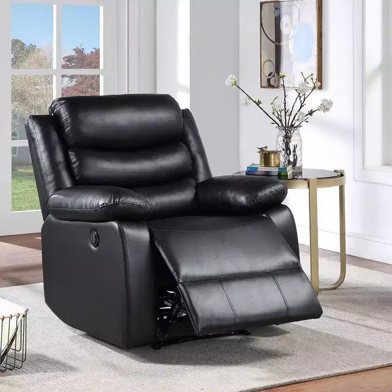 Canapé inclinable électrique en cuir synthétique de 99 cm avec porte-gobelets et console, noir