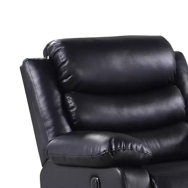 Canapé inclinable électrique en cuir synthétique de 99 cm avec porte-gobelets et console, noir
