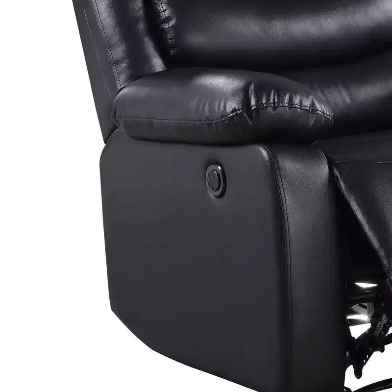 Canapé inclinable électrique en cuir synthétique de 99 cm avec porte-gobelets et console, noir