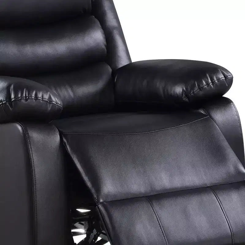 Canapé inclinable électrique en cuir synthétique de 99 cm avec porte-gobelets et console, noir