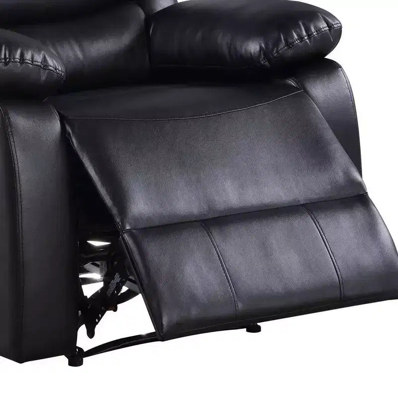 Canapé inclinable électrique en cuir synthétique de 99 cm avec porte-gobelets et console, noir