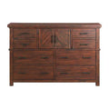 Commode de chambre 8 tiroirs avec meuble de rangement, finition noyer rustique