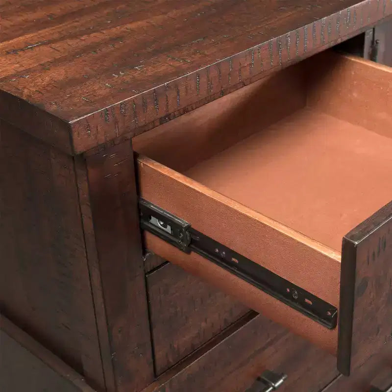Commode de chambre 8 tiroirs avec meuble de rangement, finition noyer rustique