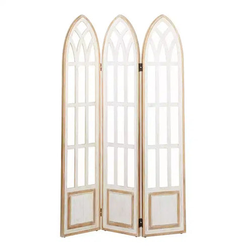 Farmhouse Wood Room Divider Screen White - Olivia & May: Elegant 3-Panel Partition, No Assembly Required