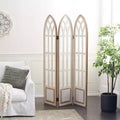 Paravent en bois de style Ferme à 3 panneaux, Blanc, 122 cm L x 183 cm H