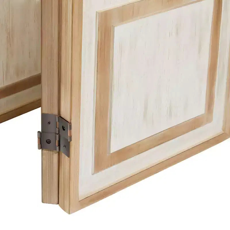 Paravent en bois de style Ferme à 3 panneaux, Blanc, 122 cm L x 183 cm H