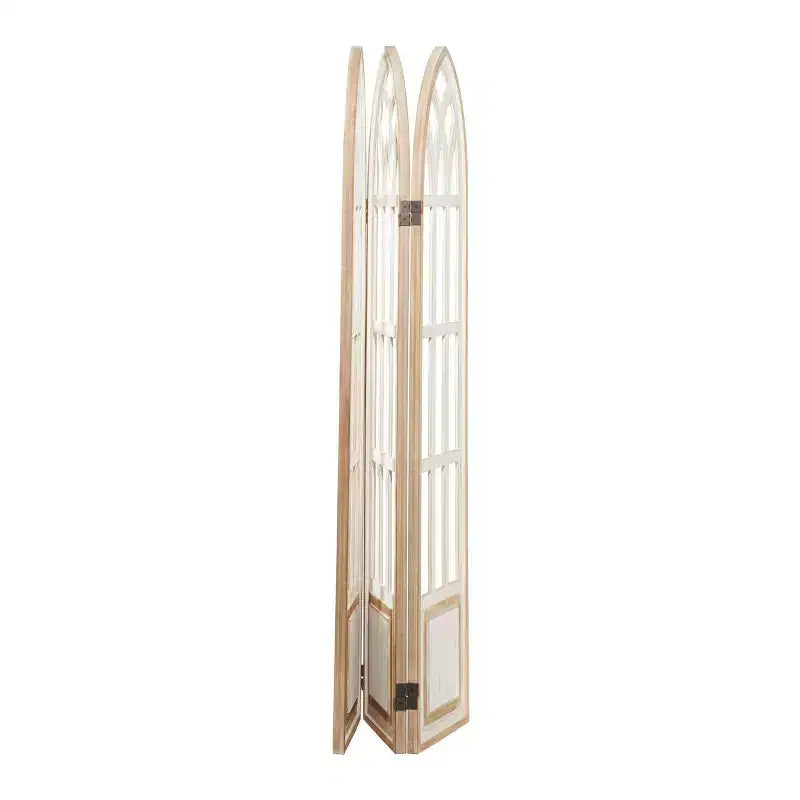 Paravent en bois de style Ferme à 3 panneaux, Blanc, 122 cm L x 183 cm H