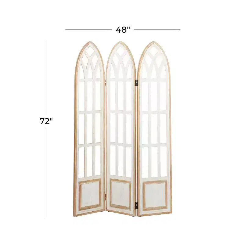 Paravent en bois de style Ferme à 3 panneaux, Blanc, 122 cm L x 183 cm H