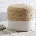Sweed Valley Pouf Natural/White - Signature Design by Ashley: Braided, No Assembly, Jute Material