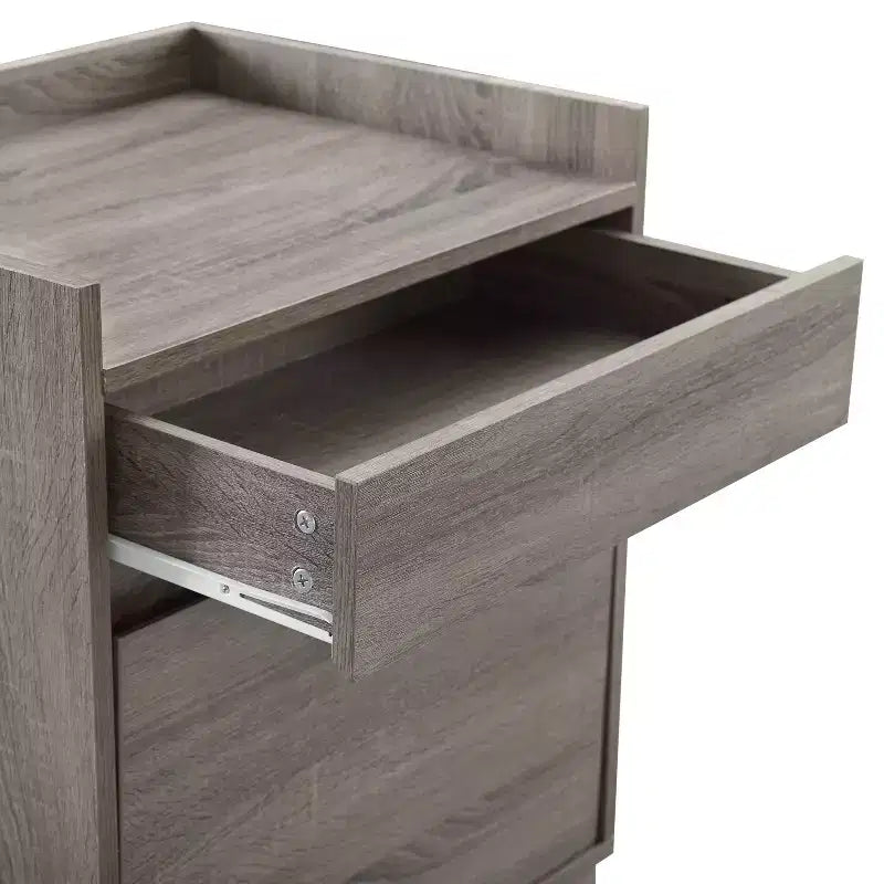 Armoire de classement latérale moderne avec 1 tiroir classeur et 1 petit tiroir, bois gris