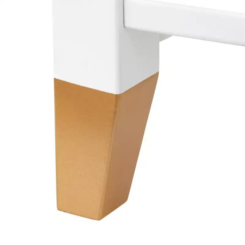 Table d'appoint de style Mid-Century avec tiroir de rangement et étagère inférieure, blanche