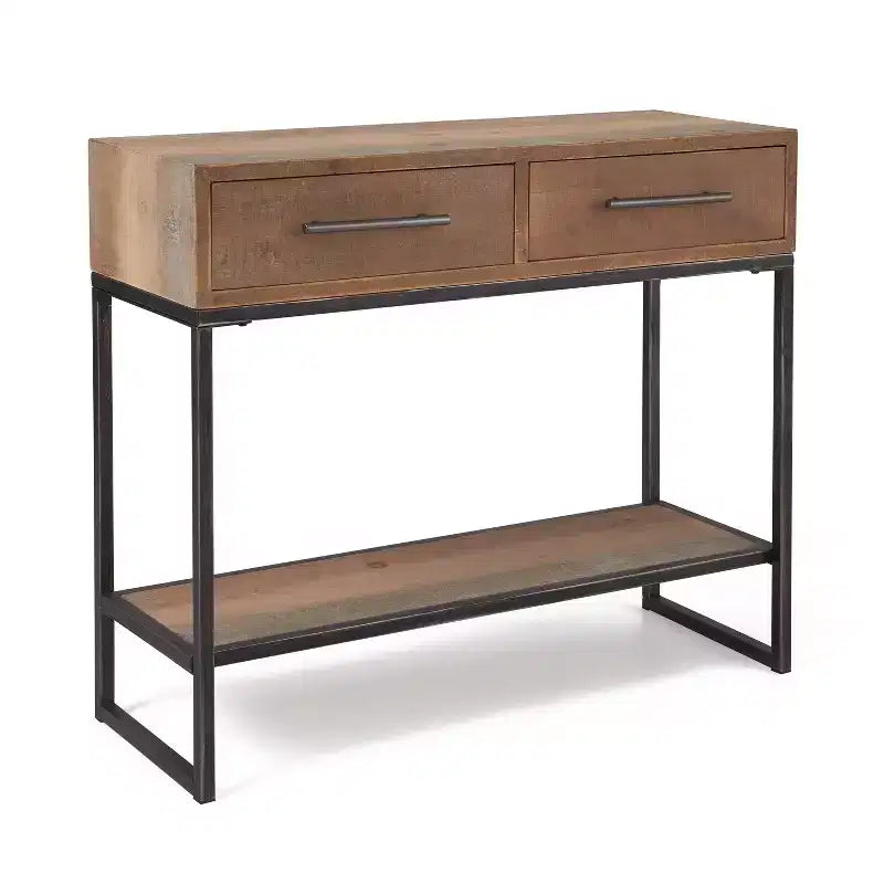 Morris Console Table Brown - Finch: Modern Distressed Finish, 36" Width, Entryway Rectangle Shape, Wood Frame