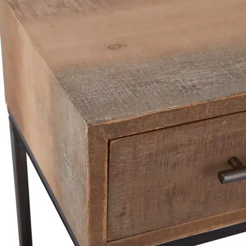 Console d'entrée de 36 po avec 2 tiroirs et étagère inférieure, en bois et métal patinés