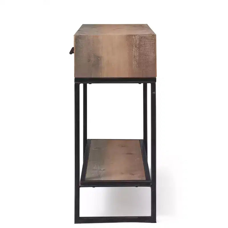 Console d'entrée de 36 po avec 2 tiroirs et étagère inférieure, en bois et métal patinés