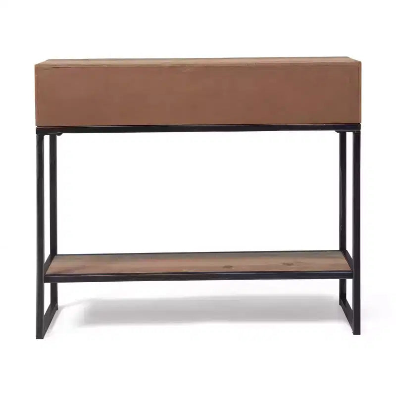 Console d'entrée de 36 po avec 2 tiroirs et étagère inférieure, en bois et métal patinés