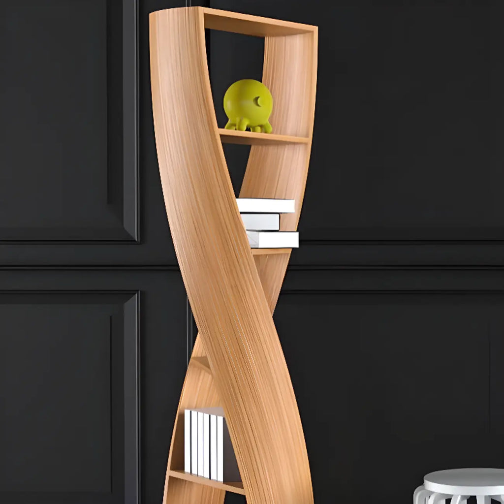 Bibliothèque verticale contemporaine en bois à 5 niveaux Hourglass