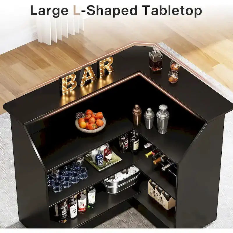 Meuble de bar d'angle avec porte-verres pour pub à domicile
