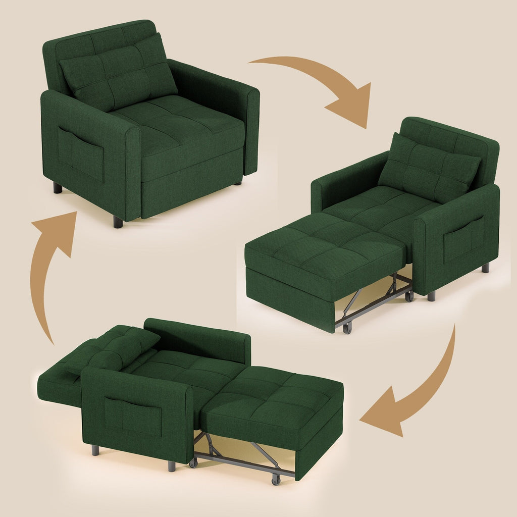 Canapé-lit convertible 3-en-1, Canapé-chaise dépliable, Lit pliant convertible pour salon