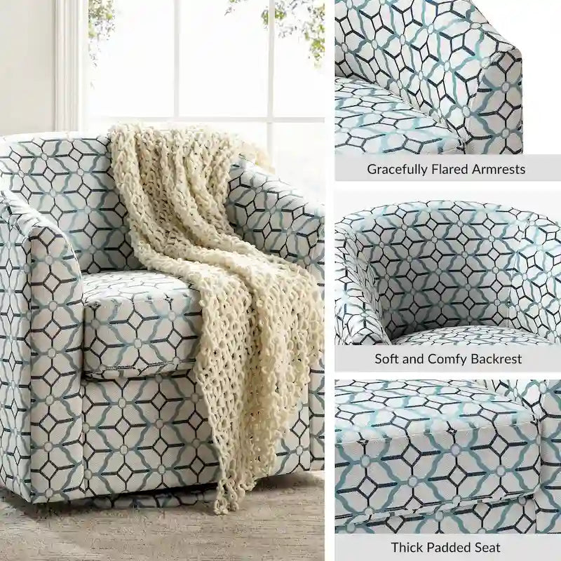 Fauteuil Cuenca moderne en tissu avec piètement pivotant