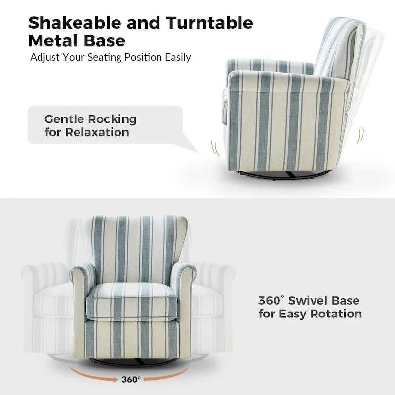 Fauteuil à bascule pivotant Georg en tissu confortable à motif floral avec accoudoirs arrondis par HULALA HOME