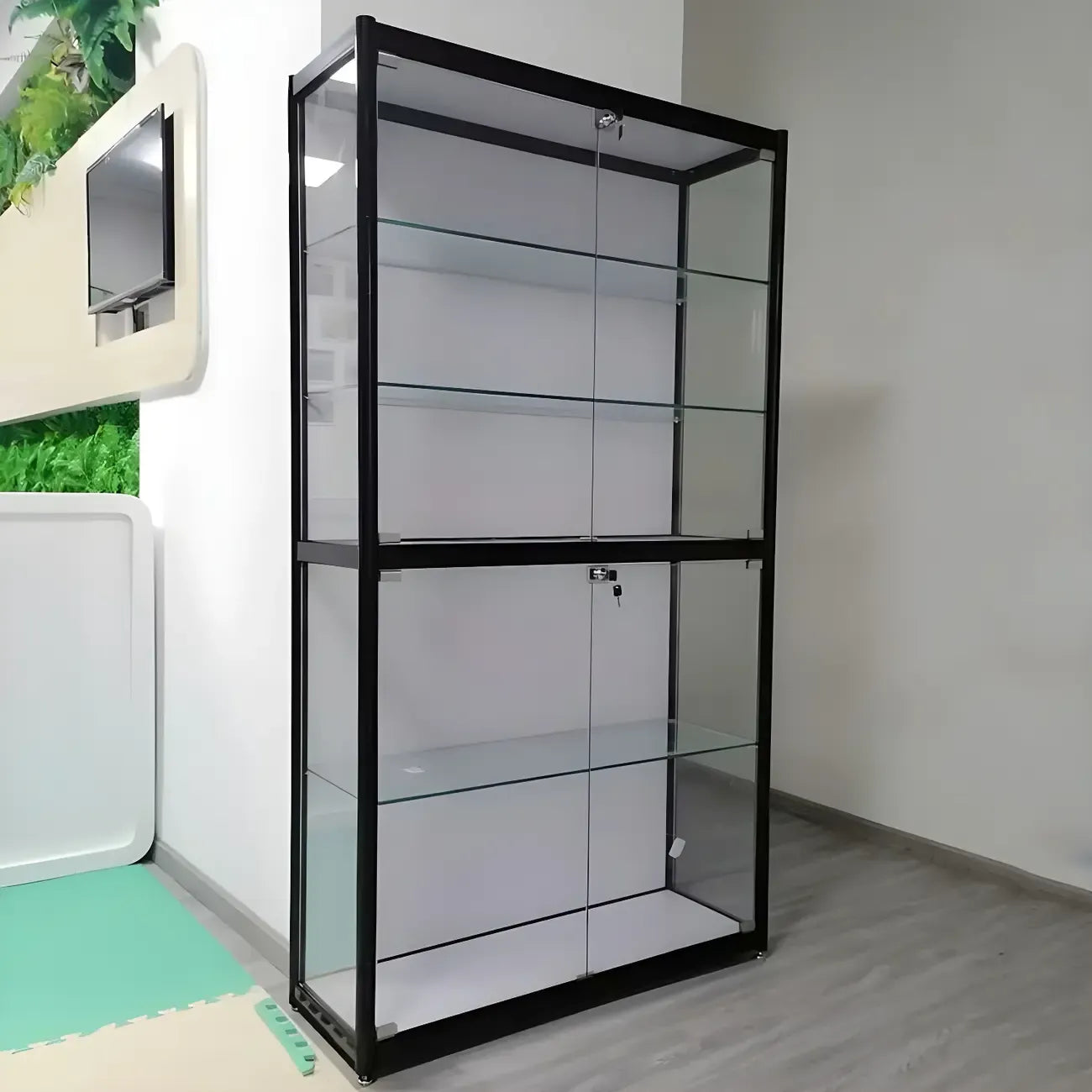 Vitrine rectangulaire contemporaine en verre noir