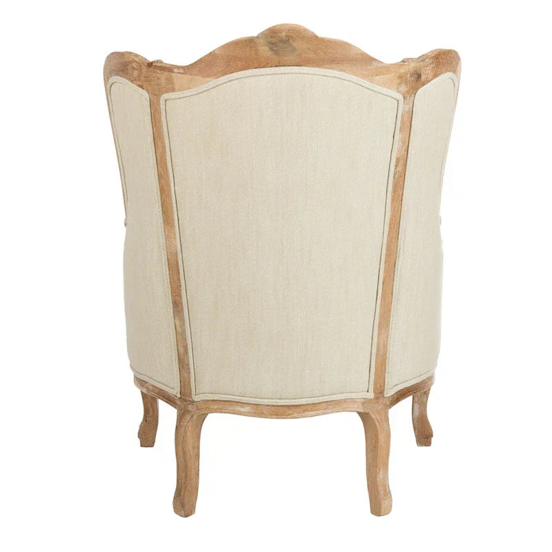 Fauteuil à oreilles Kali Oak en lin naturel - 34Lx34Px40H