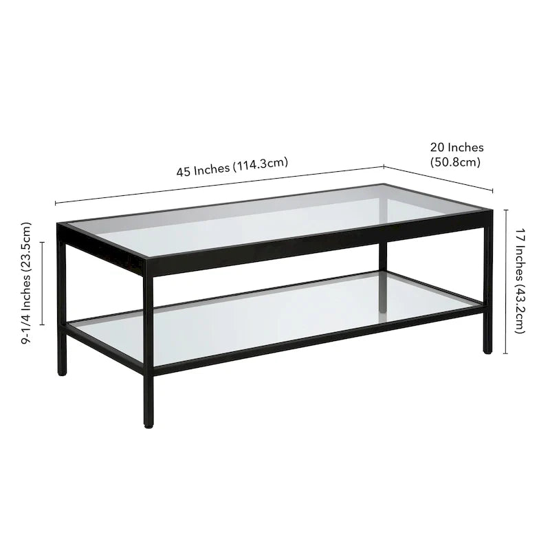 Table basse Alexis en métal et verre