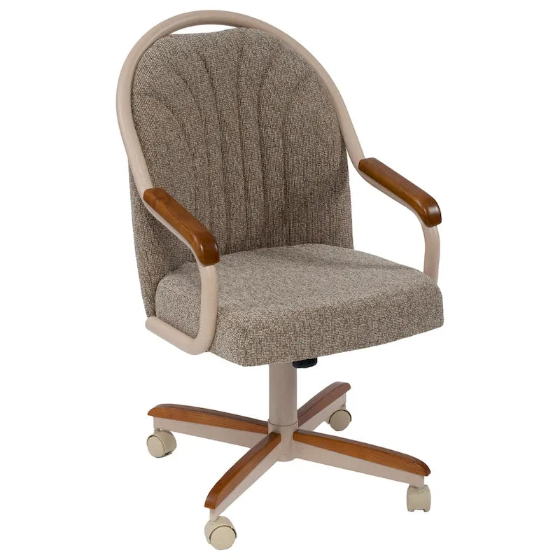 Chaise pivotante et inclinable à roulettes avec coussin pour salle à manger décontractée