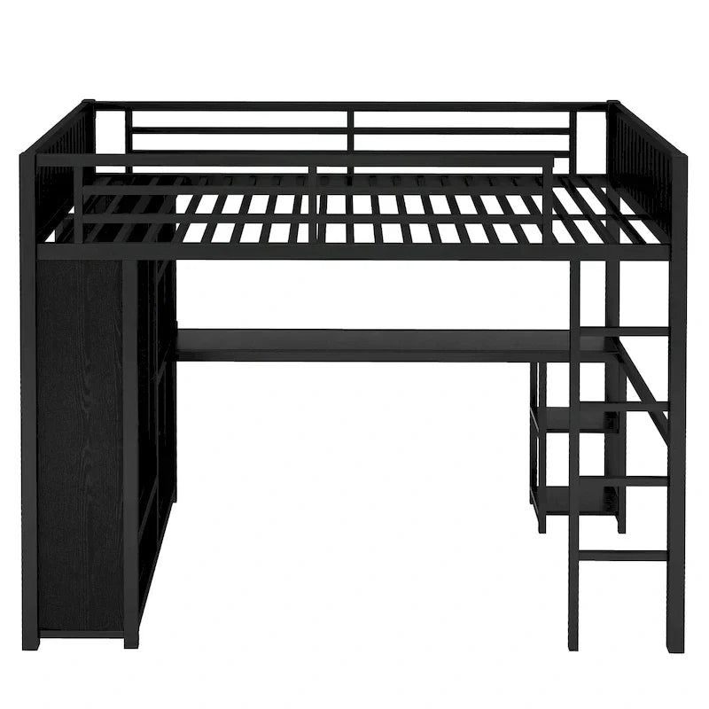 Lit mezzanine taille XL avec armoire intégrée