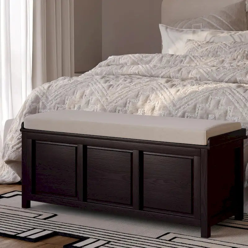 Banc de rangement ouvert en bois massif John Louis Home